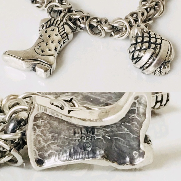 Dian Malouf Sterling Silver Chain Charm Bracelet - Picture 6 of 8